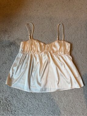 Satin Cream Spaghetti-Strap Cami Top
